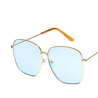 Women Chic Metal Square Frame Design Classic Wrap Sunglasses