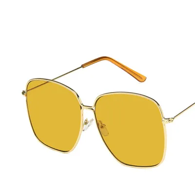 Women Chic Metal Square Frame Design Classic Wrap Sunglasses