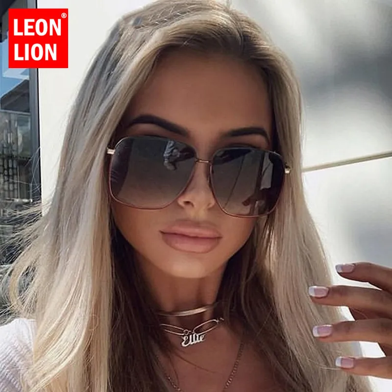 Women Chic Metal Square Frame Design Classic Wrap Sunglasses