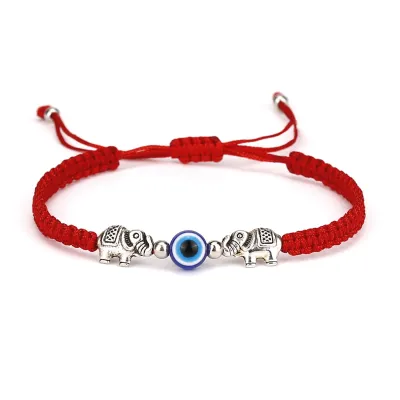 Ethnic Palm Elephant Turtle Evil Eye Woven Bracelet