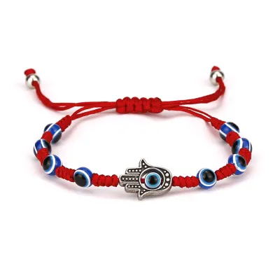 Ethnic Palm Elephant Turtle Evil Eye Woven Bracelet