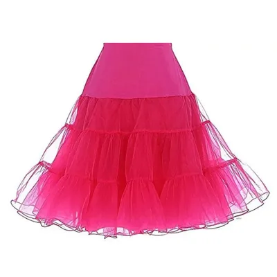 Women Elegant Solid Color Vintage Mesh Patchwork Skirt with Crystal Yarn