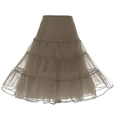 Women Elegant Solid Color Vintage Mesh Patchwork Skirt with Crystal Yarn