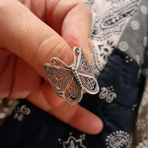 Vintage Butterfly Hollow Design Opening Alloy Ring
