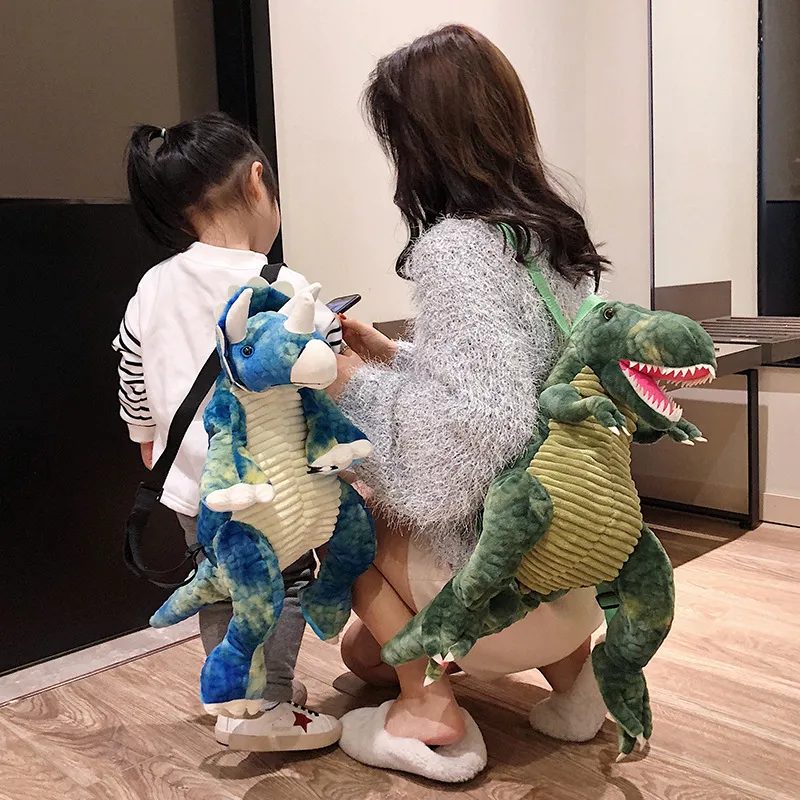 Kids Cartoon Plush Dinosaur Shape Parent-child Backpack Toddler Unisex Small Zipper