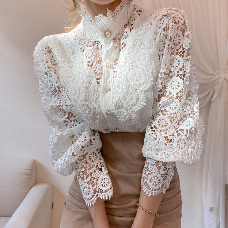 eaphi cotton lace patchwork blouse