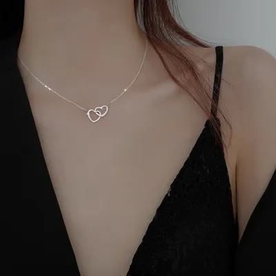Simple Heart Cross Hollow Design Alloy Necklace for Women