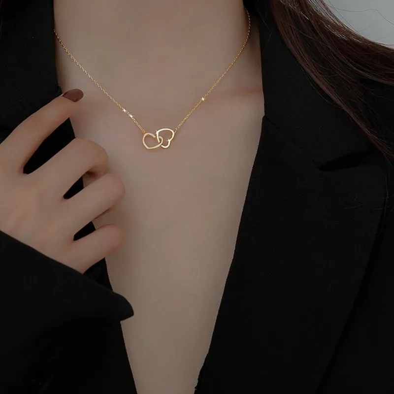 Simple Heart Cross Hollow Design Alloy Necklace for Women