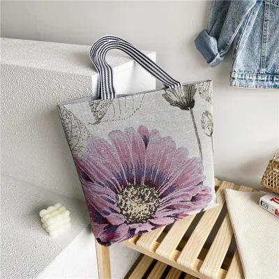 Women's Fashion Ethnic Cartoon Embroidered Canvas Large Capacity Tote Shoulder Bag