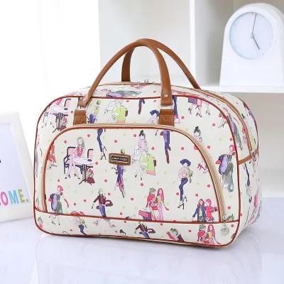 PU Leather Large-Capacity Travel Bag with Geometric Pattern