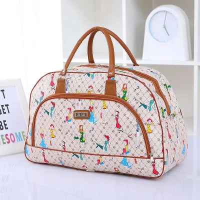 PU Leather Large-Capacity Travel Bag with Geometric Pattern