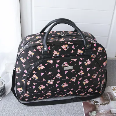 PU Leather Large-Capacity Travel Bag with Geometric Pattern