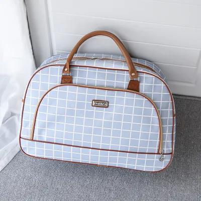 PU Leather Large-Capacity Travel Bag with Geometric Pattern