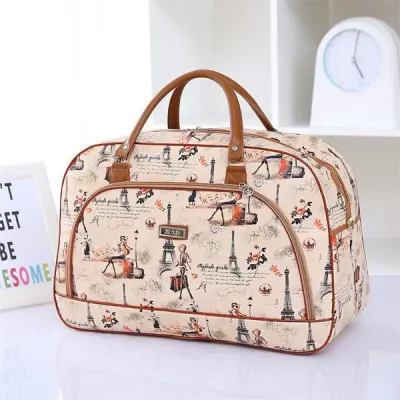 PU Leather Large-Capacity Travel Bag with Geometric Pattern