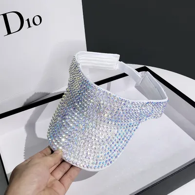 Women Exaggerated Rhinestone Decoration Empty Top Cap
