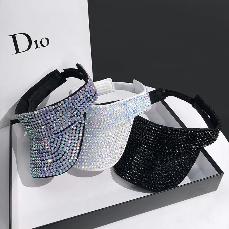 Women Exaggerated Rhinestone Decoration Empty Top Cap
