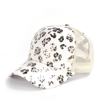 Women Retro Multicolor Leopard Printed Mesh Breathable Cap