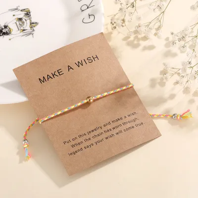 Simple Stainless Steel Bead Decorated Geometric Weave Design Bracelet