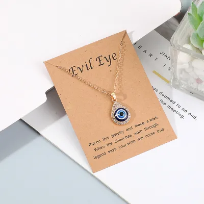 Creative Geometric Evil Eye Pendant Alloy Cross Chain Necklace for Women
