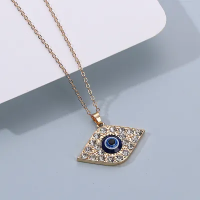 Creative Geometric Evil Eye Pendant Alloy Cross Chain Necklace for Women
