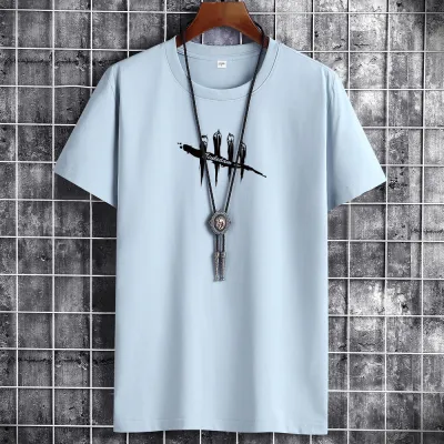 Men Plus Size Casual Short Sleeve Round Neck Geometric Printed T-shirt