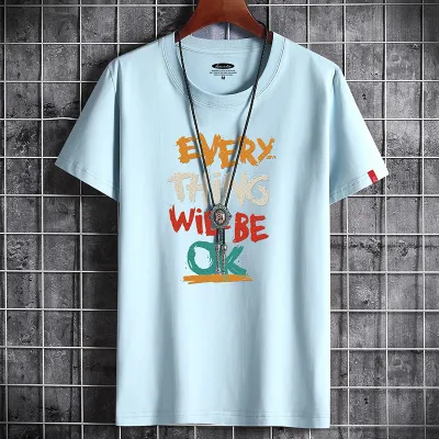 Men Plus Size Casual Short Sleeve Crew Neck Letter Printed Cotton T-shirt