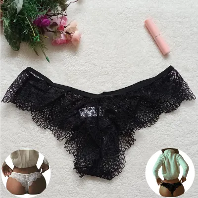 Women Sexy Breathable Hollow Out Lace Solid Color Panties