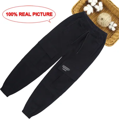 Kids Casual Solid Color Elastic Cargo Pants for Toddler Boys Girls Cotton Blend Regular Fit Spring Autumn