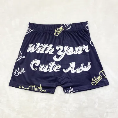 Women Edgy Graphic Letter Printed Yoga Shorts