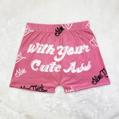 Women Edgy Graphic Letter Printed Yoga Shorts