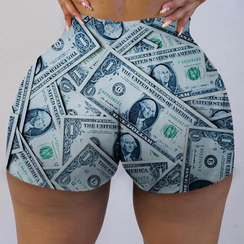 Women Edgy Graphic Letter Printed Yoga Shorts