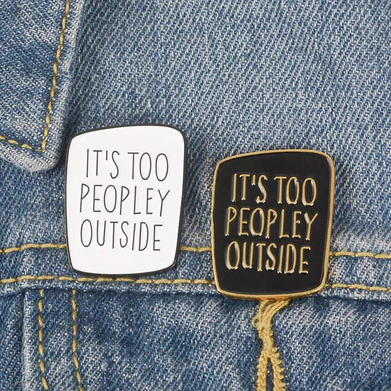 Creative Cartoon Slogan Design Square Enamel Alloy Brooch