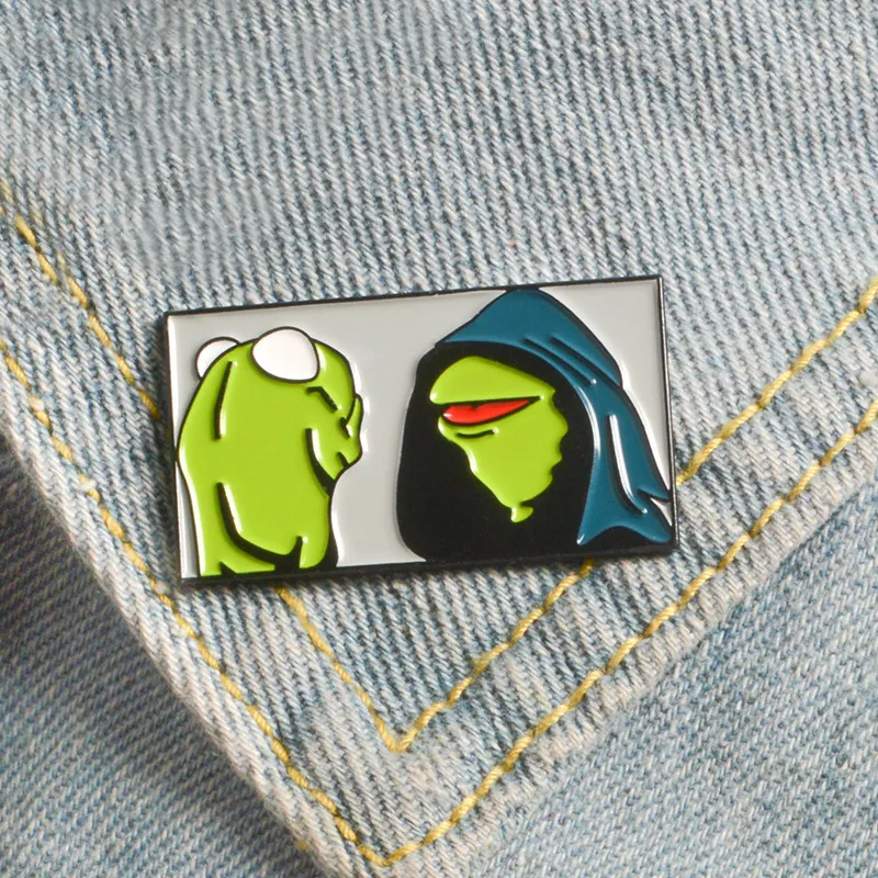 Funny Cartoon Kermit Frog Shape Enamel Alloy Brooch Unisex