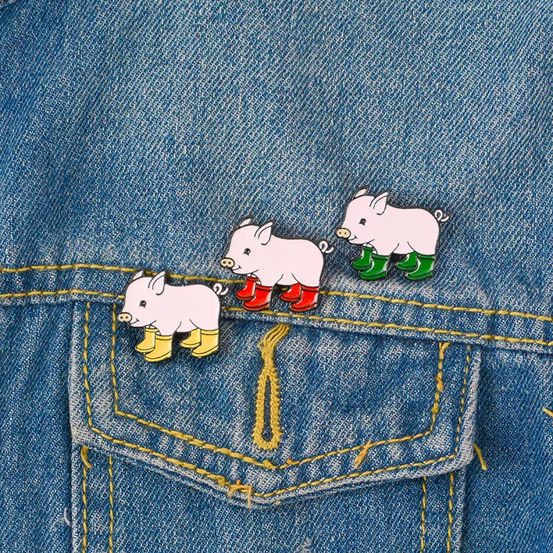 Cute Cartoon Pig Shape Enamel Alloy Brooch Unisex
