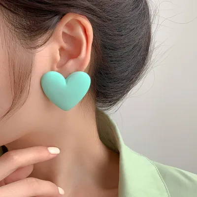 Exaggerated Heart Shape Acrylic Stud Earrings For Women Fashion Ol