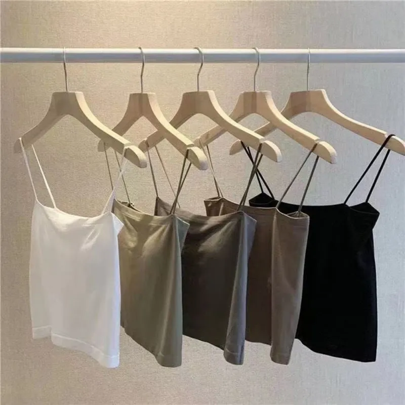 Women Summer Basic Solid Color Sleeveless Tank Top With Chest Pad