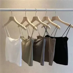 Women Summer Basic Solid Color Sleeveless Tank Top With Chest Pad
