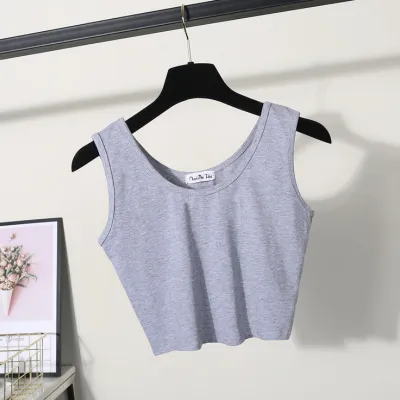 Women Basic Summer Solid Color Sleeveless Crop Tank Top
