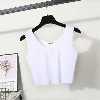 Women Basic Summer Solid Color Sleeveless Crop Tank Top