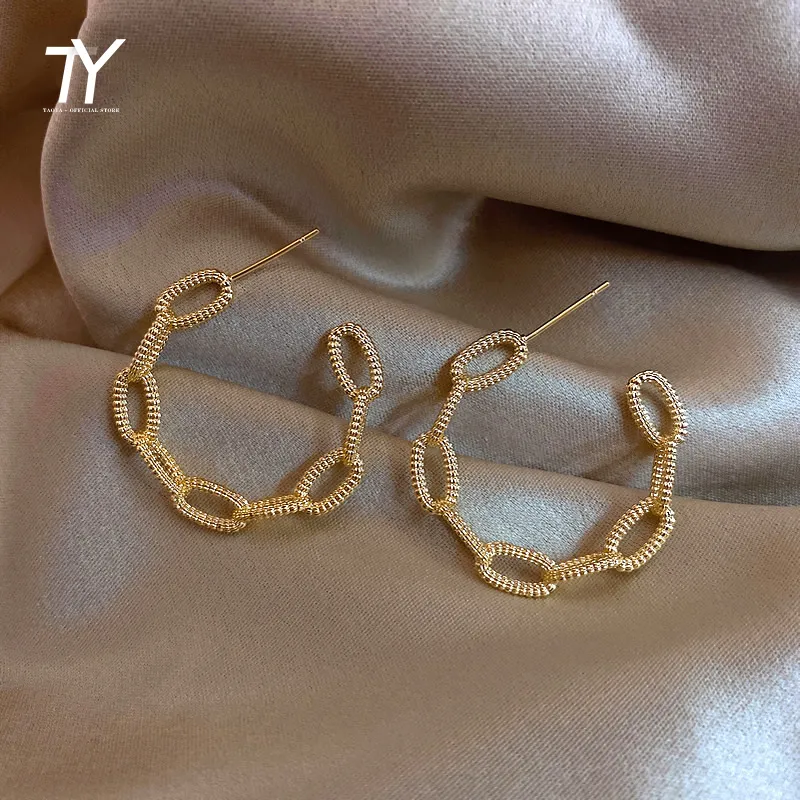 Women Classic All-match Alloy Hoop Earrings, Irregular Gold Drop Earrings