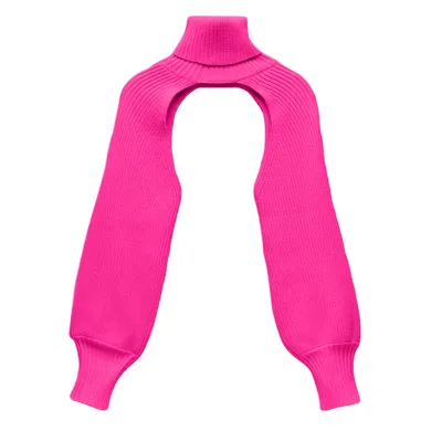 Women Casual Edgy Long Puff Sleeves Turtle Neck Solid Color Sweater