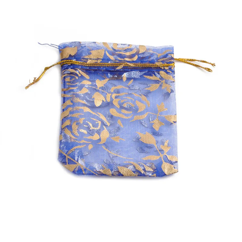 7cm*9cm Simple Bronzing Flower Pattern Flannel Mesh Jewelry Packaging Bag Mintel