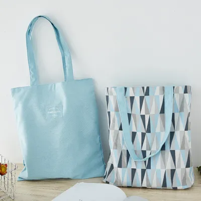 Women New Double-Sided Cotton Linen Canvas Shopping Shoulder Bags