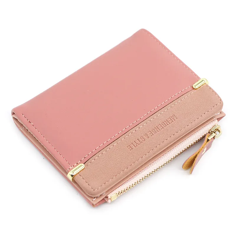 Women Cute Buckle Patchwork PU Short Wallet with Coin Pocket