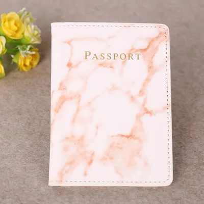Fashion Passport Cover PU Marble Style Travel ID Credit Card Passport Holder Purse Bag