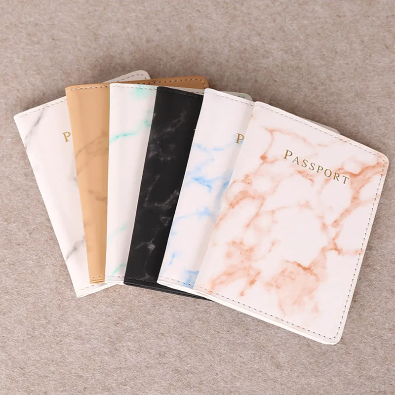 Fashion Passport Cover PU Marble Style Travel ID Credit Card Passport Holder Purse Bag