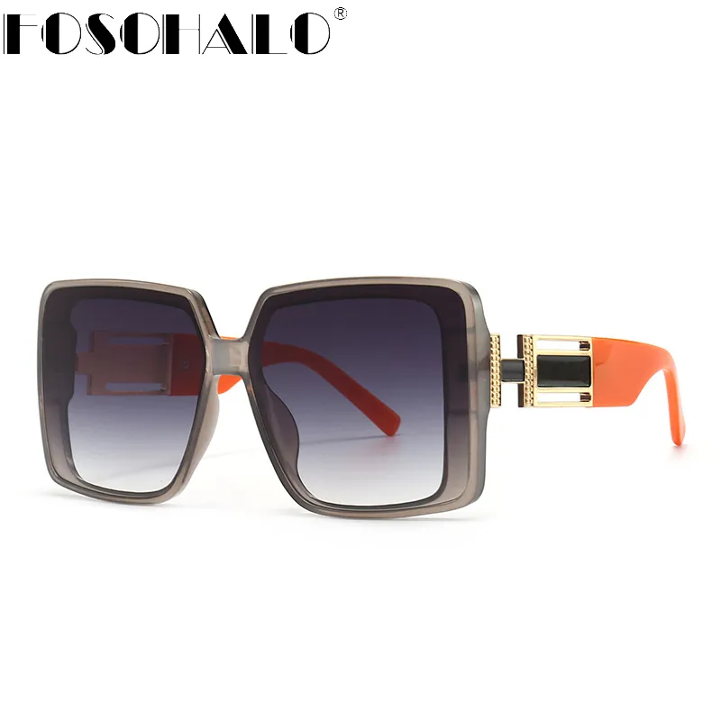 Women Chic Oversized Square Frame Gradient Lenses Sunglasses