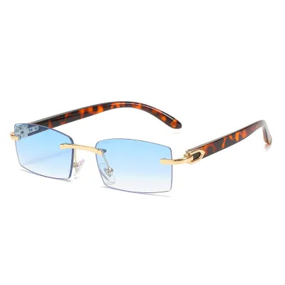 Women Classic Rectangle Frameless Gradient Lenses Sunglasses