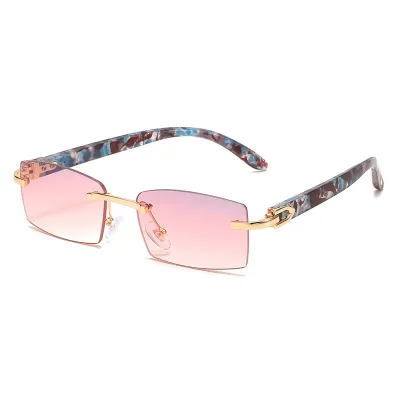 Women Classic Rectangle Frameless Gradient Lenses Sunglasses