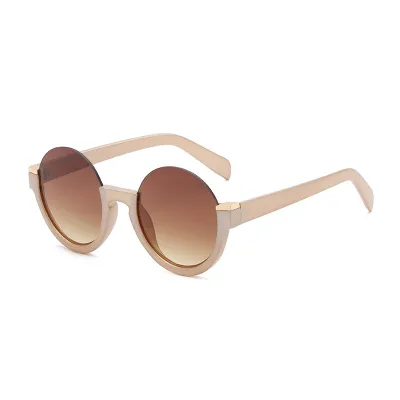 Women Unique Round Half Frame Design Gradient Lenses Sunglasses UV400